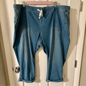 Lane Bryant Light Blue Denim Mid-Rise Boyfriend Capri Cuffs size 24